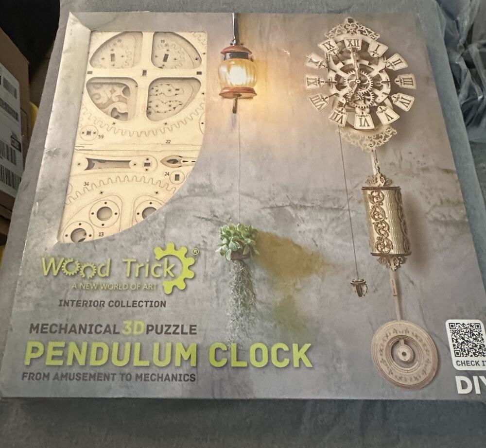 Wood Trick Pendulum Clock 251 Piece Mechanical Wooden Model Kit DIY Wall Clock